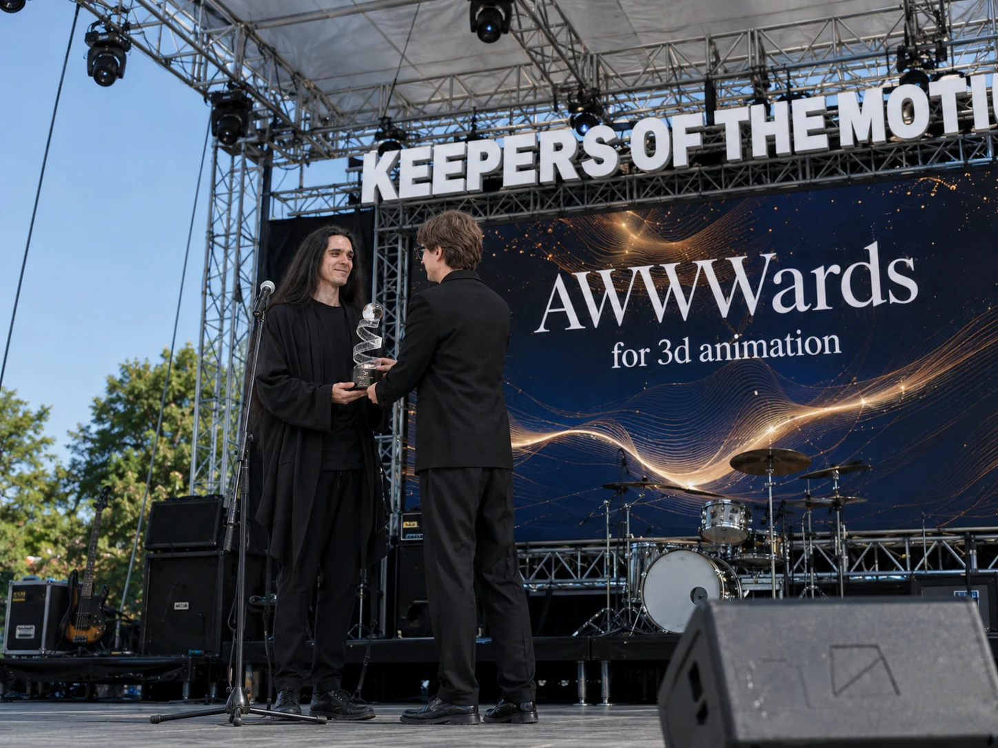 Arkady Zatorkin receiving the award on stage